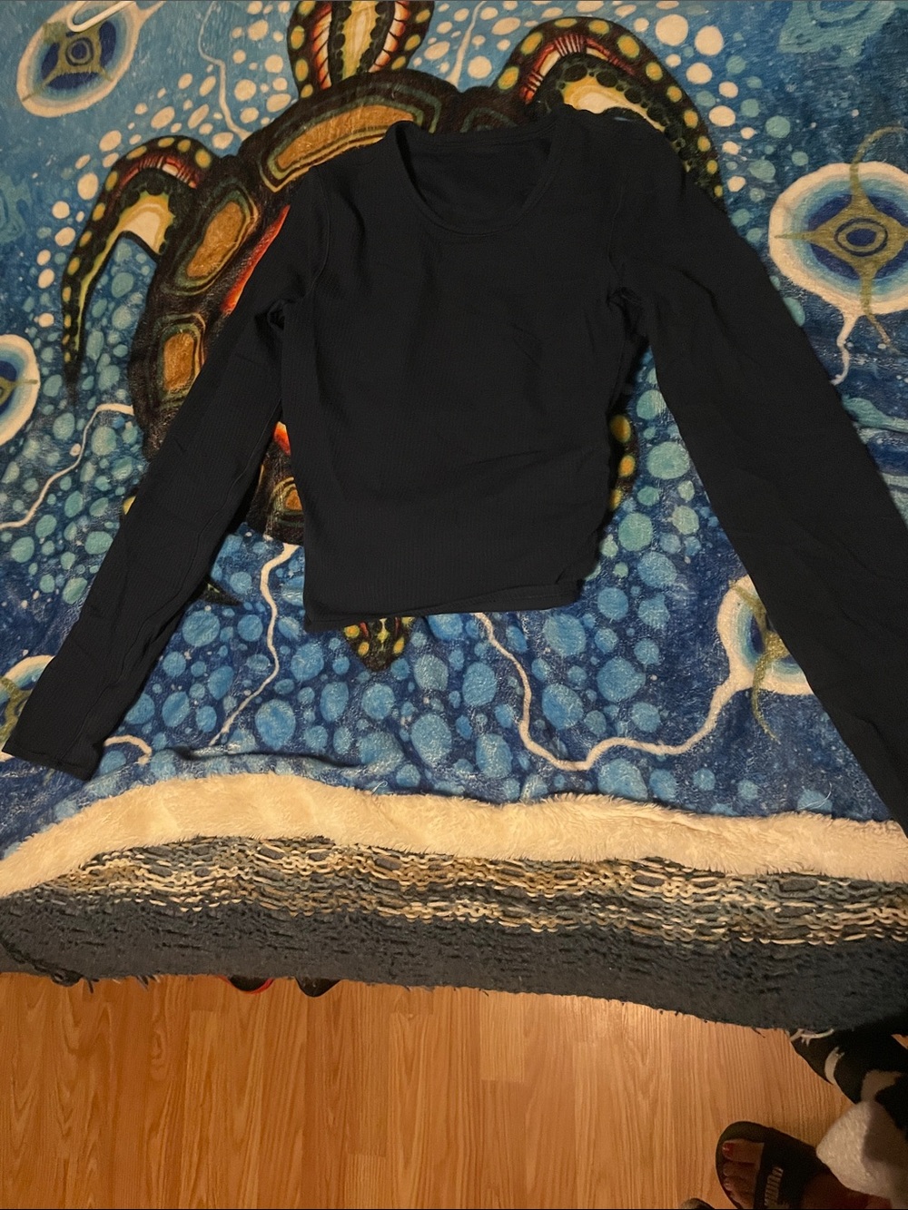 lululemon athletica Black Ribbed Long-Sleeve Scoop-Neck Top